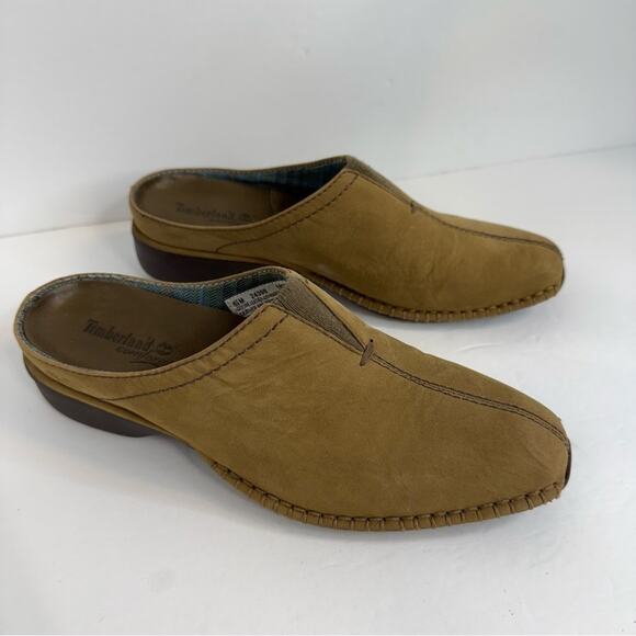 Timberland Comforia Suede Leather Mules Clogs Women's Size 6.5 tan - Picture 3 of 9